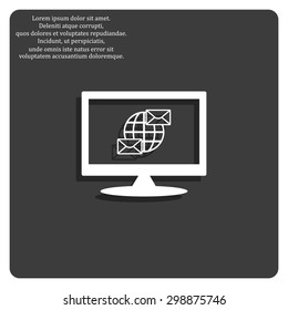 Internet e-mail, envelope letter, Globe. icon. vector design
