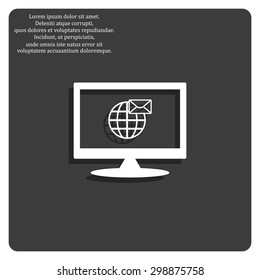 Internet e-mail, envelope letter, Globe. icon. vector design