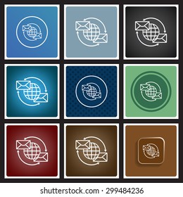 Internet e-mail, envelope letter, Globe. icon. vector design