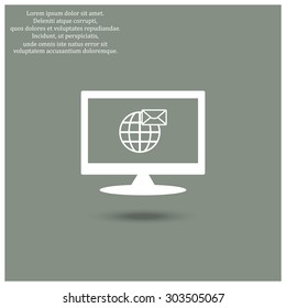 Internet e-mail, envelope letter, Globe. icon. vector design