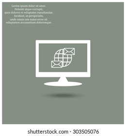 Internet e-mail, envelope letter, Globe. icon. vector design