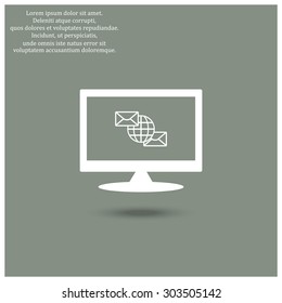 Internet e-mail, envelope letter, Globe. icon. vector design