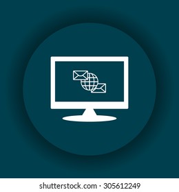 Internet e-mail, envelope letter, Globe. icon. vector design