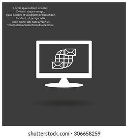 Internet e-mail, envelope letter, Globe. icon. vector design