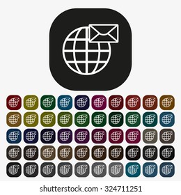 Internet e-mail, envelope letter, Globe. icon. vector design