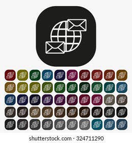 Internet e-mail, envelope letter, Globe. icon. vector design