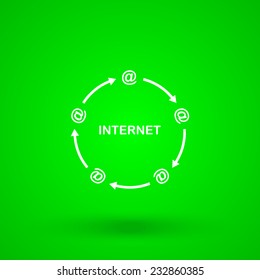 Internet e-mail icon on green background