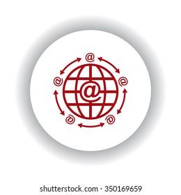 Internet e-mail icon, red isolated white background