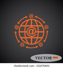 Internet e-mail, planet,  vector illustration, EPS 10
