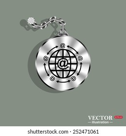 Internet e-mail, planet,  vector illustration, EPS 10