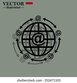 Internet e-mail, planet,  vector illustration, EPS 10