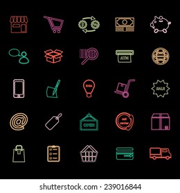 Internet entrepreneur line icons flat color, stock vector