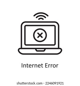 Ilustración de diseño de iconos de esquema de error de Internet. Símbolo de servicios web de hospedaje y servicios de nube en archivo EPS 10 de fondo blanco