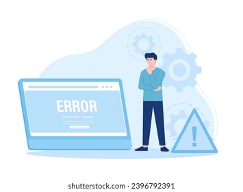 internet error page error 404 or internet not found on network problem trending concept flat illustration