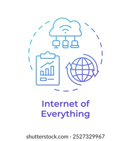 Internet de tudo ícone de conceito de gradiente azul. Tecnologia Industry 5.0. Computação em nuvem. Análise de dados. Ilustração de linha de forma redonda. Ideia abstrata. Design gráfico. Fácil de usar no artigo