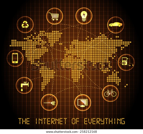 The internet of\
everything - flashing map