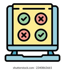 Internet exam icon outline vector. Online test. Computer study color flat
