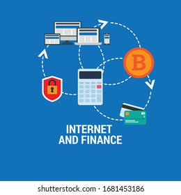 internet and finance concept.vector illustration.flat design.