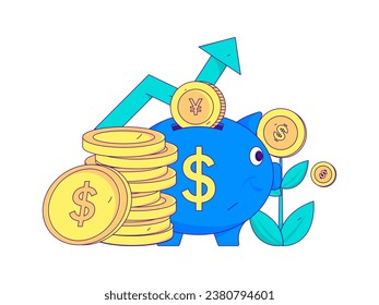 Internet financial management investment flat vector concept operation hand drawn illustration
