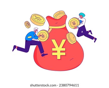 Internet financial management investment flat vector concept operation hand drawn illustration

