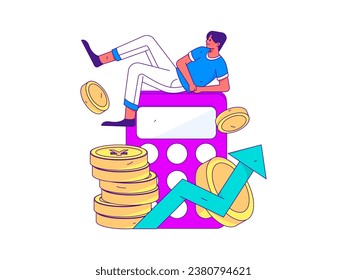 Internet financial management investment flat vector concept operation hand drawn illustration
