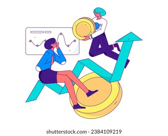 Internet financial management investment flat vector concept operation hand drawn illustration
