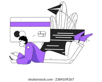 Internet financial management investment flat vector concept operation hand drawn illustration
