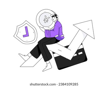 Internet financial management investment flat vector concept operation hand drawn illustration
