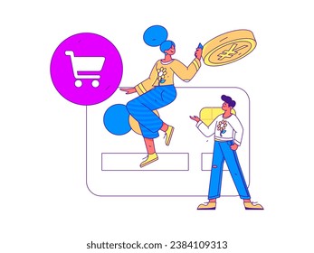 Internet financial management investment flat vector concept operation hand drawn illustration
