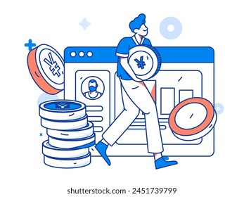 Internet financial management investment flat vector concept operation hand drawn illustration
