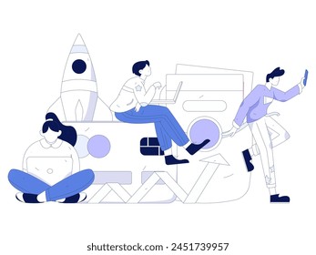 Internet financial management investment flat vector concept operation hand drawn illustration
