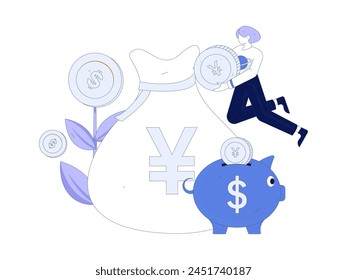 Internet financial management investment flat vector concept operation hand drawn illustration
