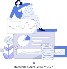 Internet financial management investment flat vector concept operation hand drawn illustration
