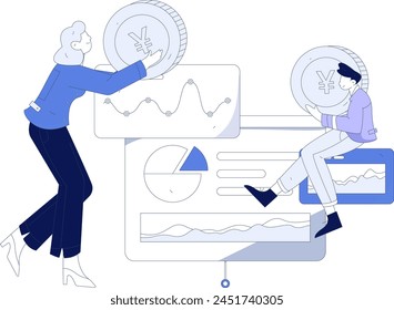 Internet financial management investment flat vector concept operation hand drawn illustration
