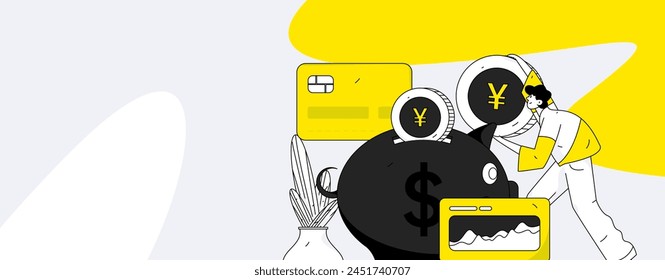 Internet financial management investment flat vector concept operation hand drawn illustration
