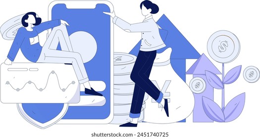 Internet financial management investment flat vector concept operation hand drawn illustration
