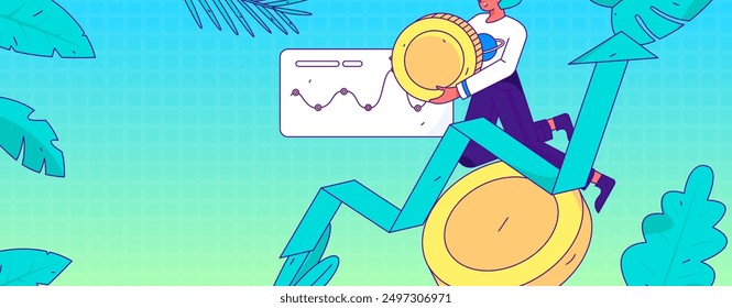 Internet financial management investment flat vector concept operation hand drawn illustration
