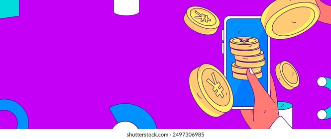 Internet financial management investment flat vector concept operation hand drawn illustration
