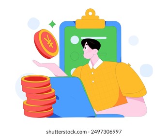 Internet financial management investment flat vector concept operation hand drawn illustration

