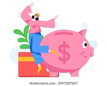 Internet financial management investment flat vector concept operation hand drawn illustration
