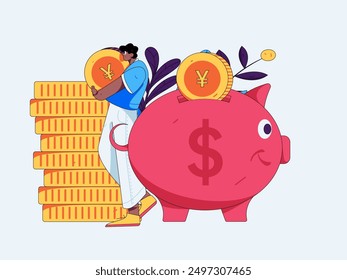 Internet financial management investment flat vector concept operation hand drawn illustration
