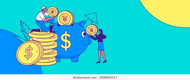 Internet financial management investment flat vector concept operation hand drawn illustration
