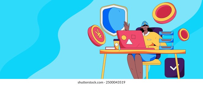 Internet financial management investment flat vector concept operation hand drawn illustration
