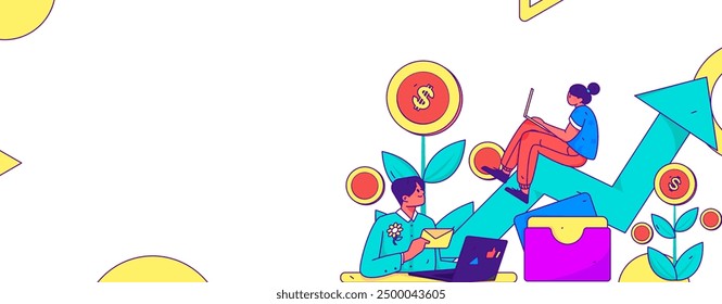 Internet financial management investment flat vector concept operation hand drawn illustration
