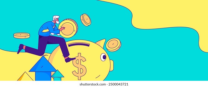 Internet financial management investment flat vector concept operation hand drawn illustration
