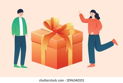 Internet financial wealth management character illustration property safety gift box poster
