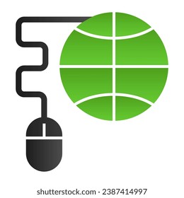 Internet flat icon. Globe with computer mouse color icons in trendy flat style. Planet and mouse gradient style design, designed for web and app. Eps 10