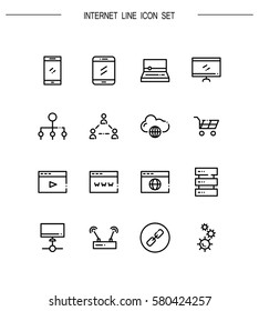 Internet flat icon set. Collection of high quality outline symbols for web design, mobile app. Internet vector thin line icons or logo.