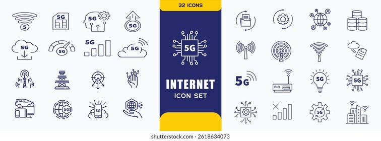 Internet flat icons set. Computer, desktop, network, website, server, programming and more signs. Flat icon collection. Pro Vecto