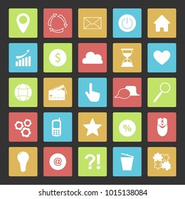 Internet flat symbols for web site design isolated on color background